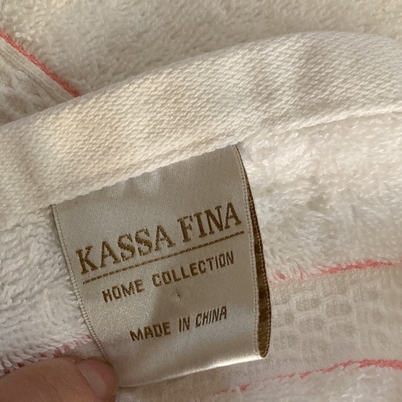 Vtg Kassa Fina 100% Fine Ring Spun White Cotton Hand Towel and Finger Tip Towel - Picture 3 of 11
